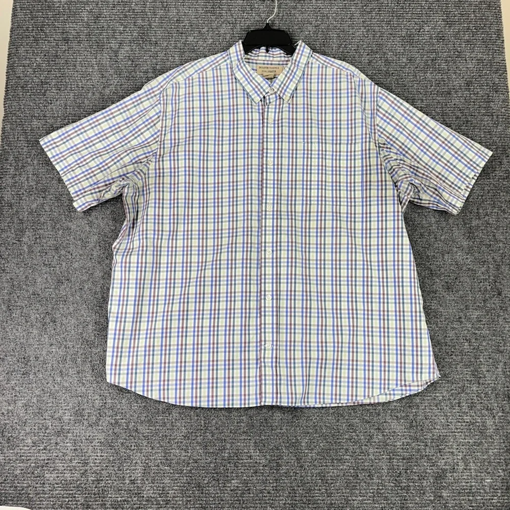 Duluth‎ Trading Co Relaxed Fit Wrinklefighter Shirt Mens 3XL Plaid Short Sleeve